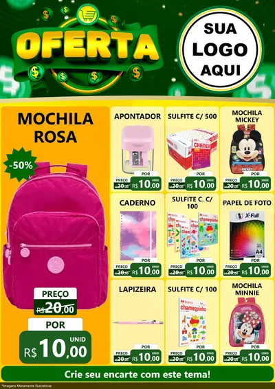 Modelo de Encarte para Encarte A4 Vertical com o tema Oferta para Papelaria