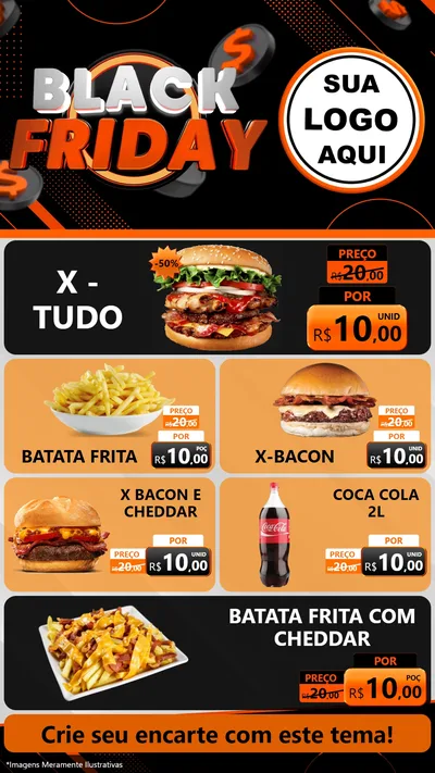 Modelo de TV para TV Vertical com o tema Black Friday para Hamburgueria