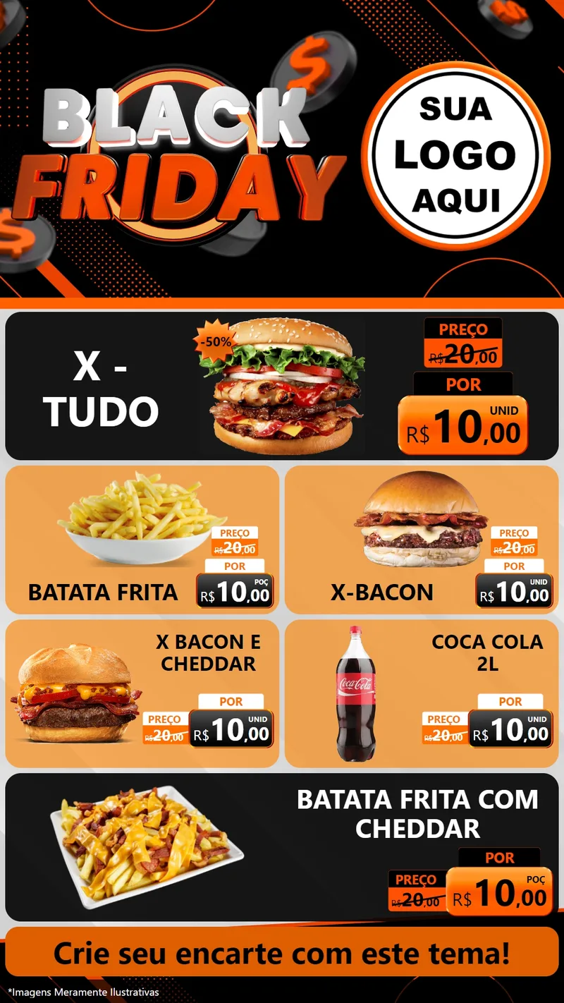 Modelo de TV para TV Vertical com o tema Black Friday para Hamburgueria