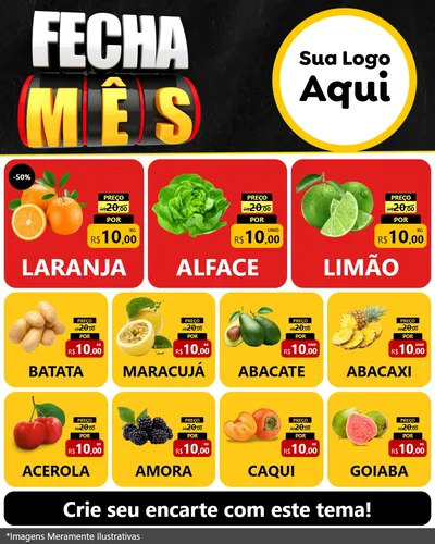 Modelo de Rede Social para Feed Instagram com o tema Fecha Mês para Hortifrúti