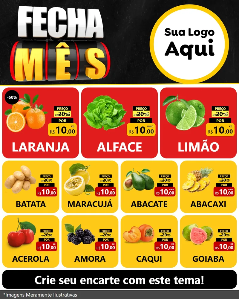 Modelo de Rede Social para Feed Instagram com o tema Fecha Mês para Hortifrúti