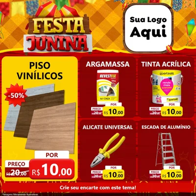 Modelo de Rede Social para Feed Facebook com o tema Festa Junina para Material para Construção
