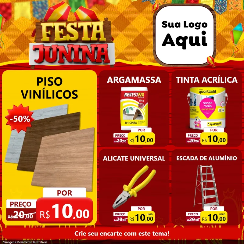 Modelo de Rede Social para Feed Facebook com o tema Festa Junina para Material para Construção