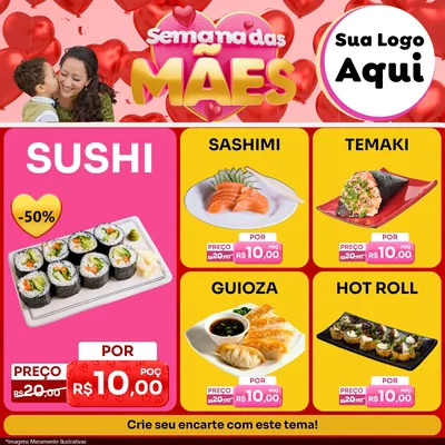 Modelo de Rede Social para Feed Facebook com o tema Semana Das Mães para Comida japonesa
