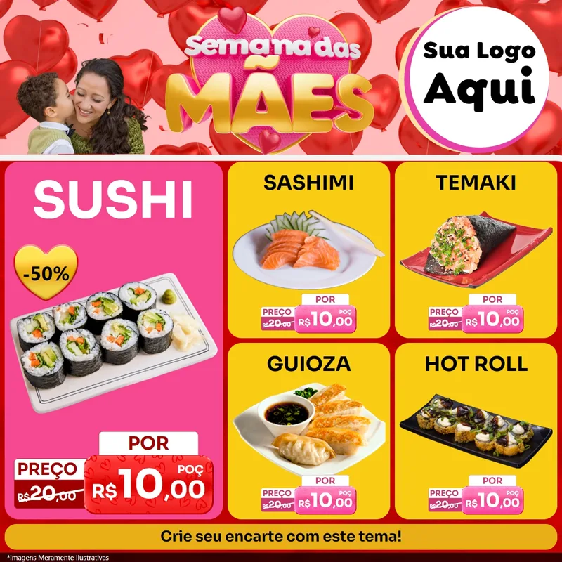 Modelo de Rede Social para Feed Facebook com o tema Semana Das Mães para Comida japonesa