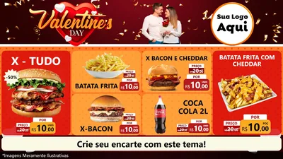 Modelo de TV para TV Horizontal com o tema Valentine's Day para Hamburgueria