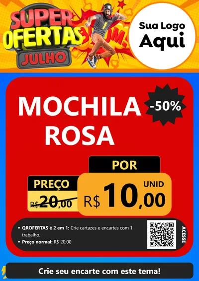 Modelo de Cartaz para Cartaz A4 Vertical com o tema Super Ofertas Julho para Papelaria