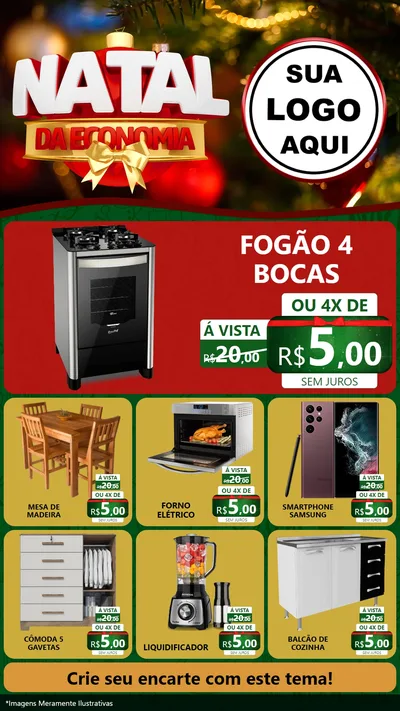 Modelo de Rede Social para Stories com o tema Natal da Economia para Móveis e Eletro