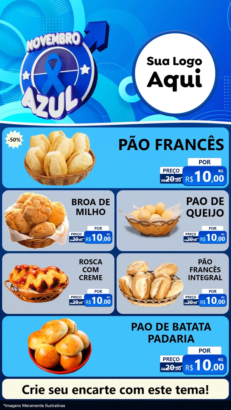 Modelo de TV para TV Vertical com o tema Novembro Azul para Padaria