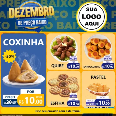 Modelo de Rede Social para Feed Facebook com o tema Dezembro de Preço Baixo para Salgadaria
