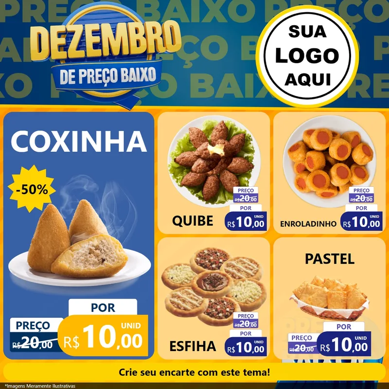 Modelo de Rede Social para Feed Facebook com o tema Dezembro de Preço Baixo para Salgadaria