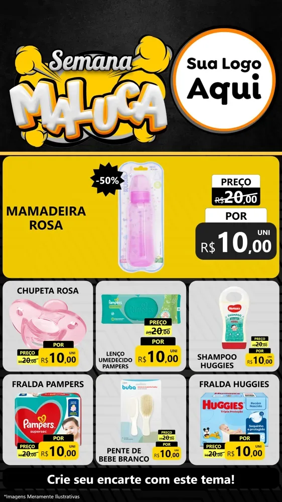 Modelo de Rede Social para Stories com o tema Semana Maluca para Bebês