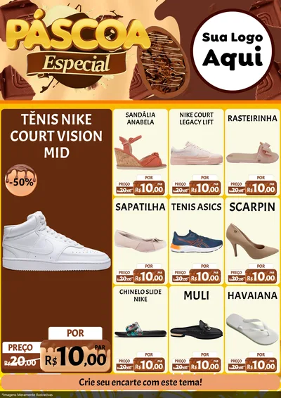 Modelo de Encarte para Encarte A4 Vertical com o tema Páscoa Especial para Calçados