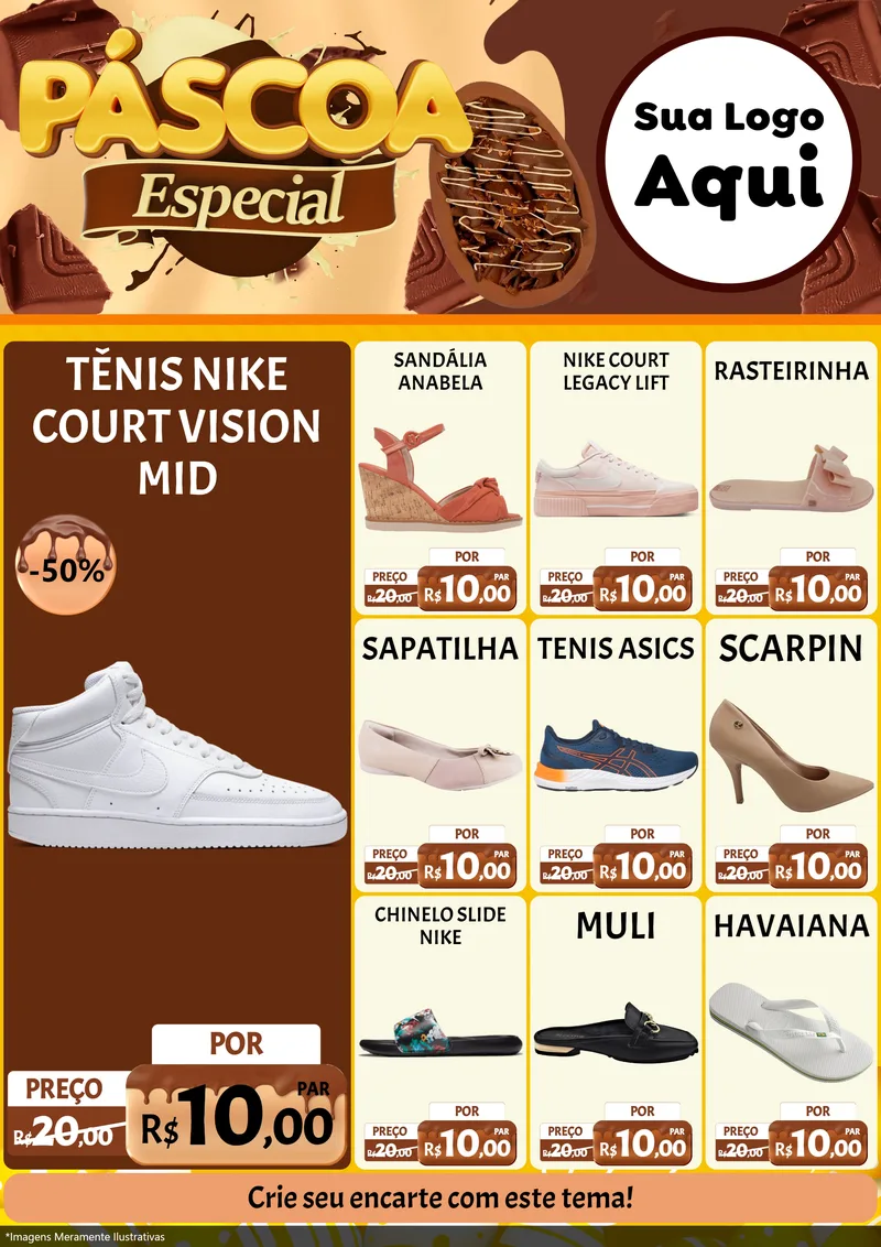 Modelo de Encarte para Encarte A4 Vertical com o tema Páscoa Especial para Calçados