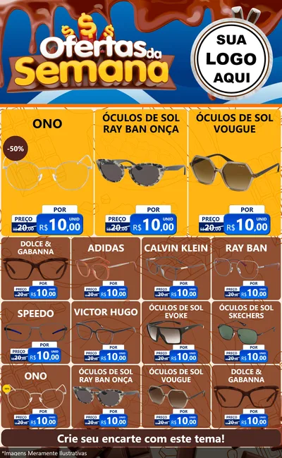 Modelo de Encarte para Encarte Grande com o tema Ofertas da Semana - Páscoa para Óticas