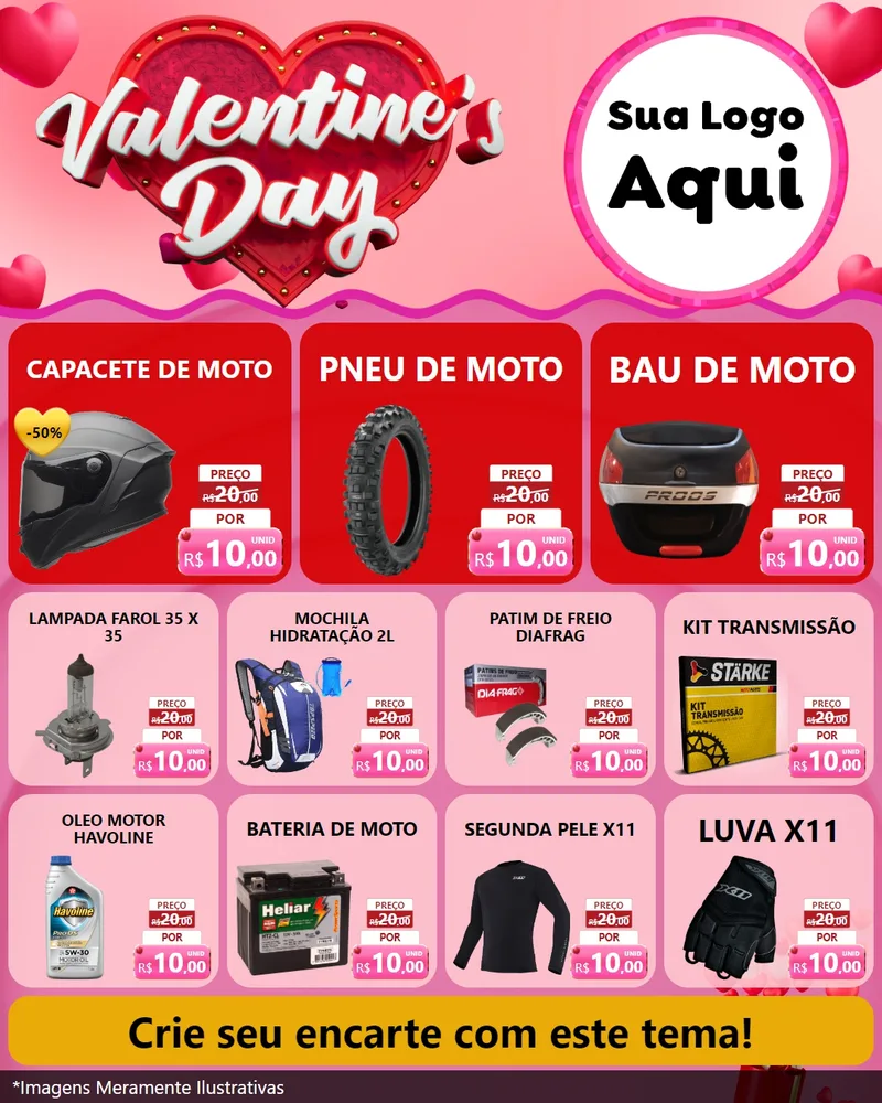 Modelo de Rede Social para Feed Instagram com o tema Valentine's Day para Moto peças