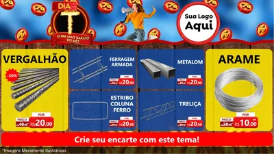 Modelo de TV para TV Horizontal com o tema Dia T - O Dia Mais Barato Do Mês para Ferragens
