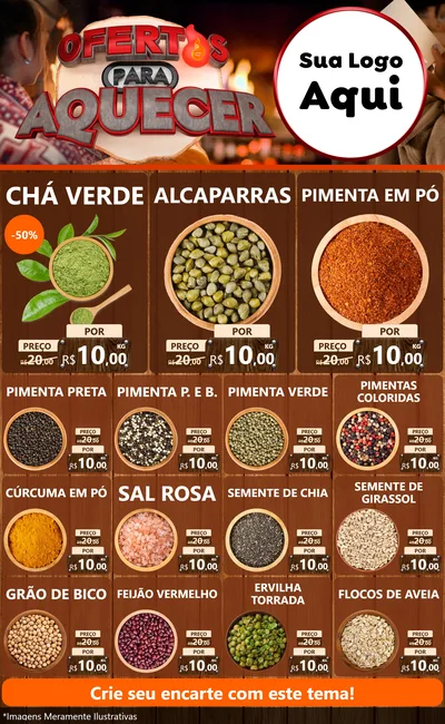 Modelo de Encarte para Encarte Grande com o tema Ofertas Para Aquecer para Produtos Naturais