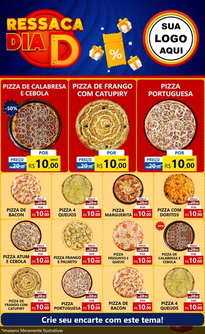 Modelo de Encarte para Encarte Grande com o tema Ressaca Dia D para Pizzaria