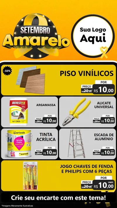 Modelo de TV para TV Vertical com o tema Setembro Amarelo para Material para Construção