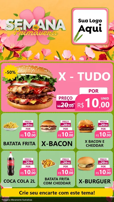 Modelo de Rede Social para Stories com o tema Semana da Primavera para Hamburgueria