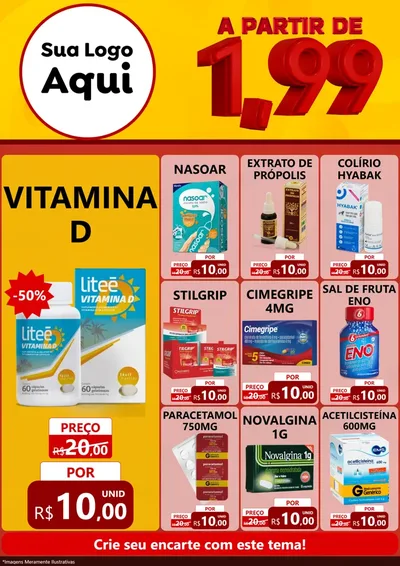 Modelo de Encarte para Encarte A4 Vertical com o tema A Partir de Um e Noventa e Nove - 1,99 para Farmácia