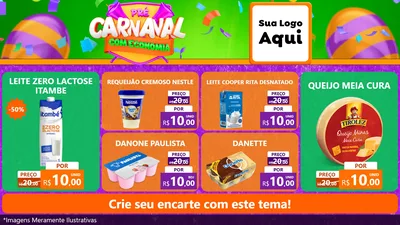 Modelo de TV para TV Horizontal com o tema Pré-Carnaval Com Economia para Frios e Laticínios