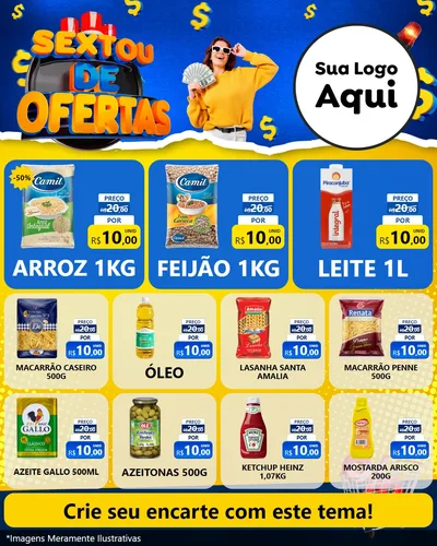 Modelo de Rede Social para Feed Instagram com o tema Sextou de Ofertas para Supermercado