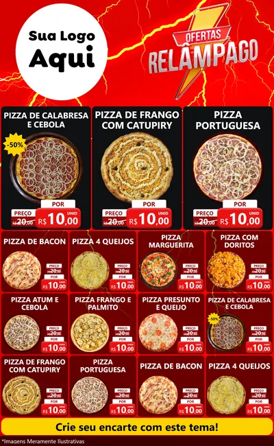 Modelo de Encarte para Encarte Grande com o tema Ofertas Relâmpago para Pizzaria