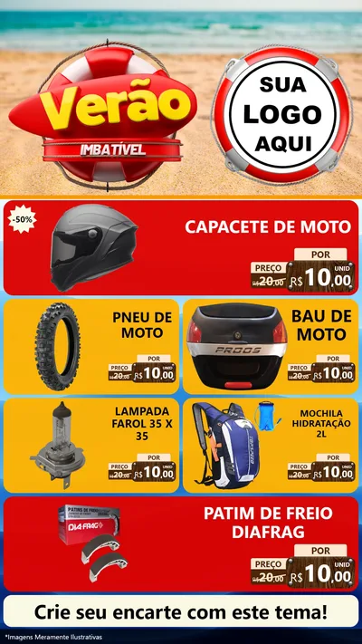Modelo de TV para TV Vertical com o tema Verão Imbatível para Moto peças
