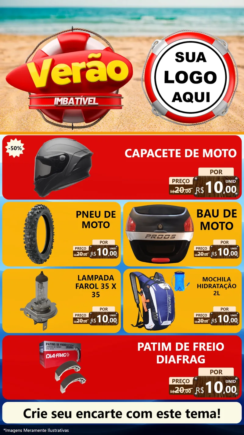 Modelo de TV para TV Vertical com o tema Verão Imbatível para Moto peças