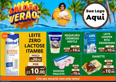 Modelo de Encarte para Encarte A4 Horizontal com o tema Saldão de Verão para Frios e Laticínios