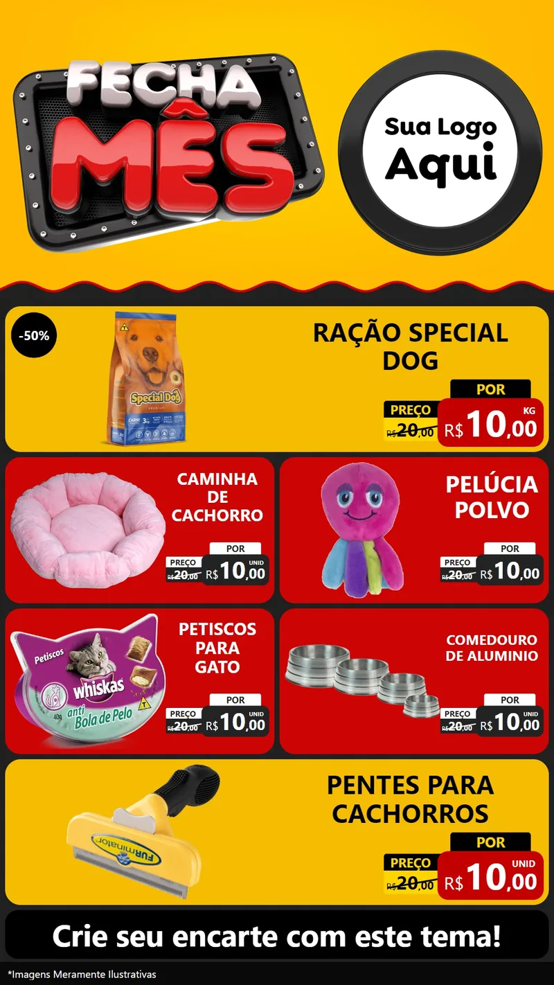 Modelo de TV para TV Vertical com o tema Fecha Mês para Pet Shop