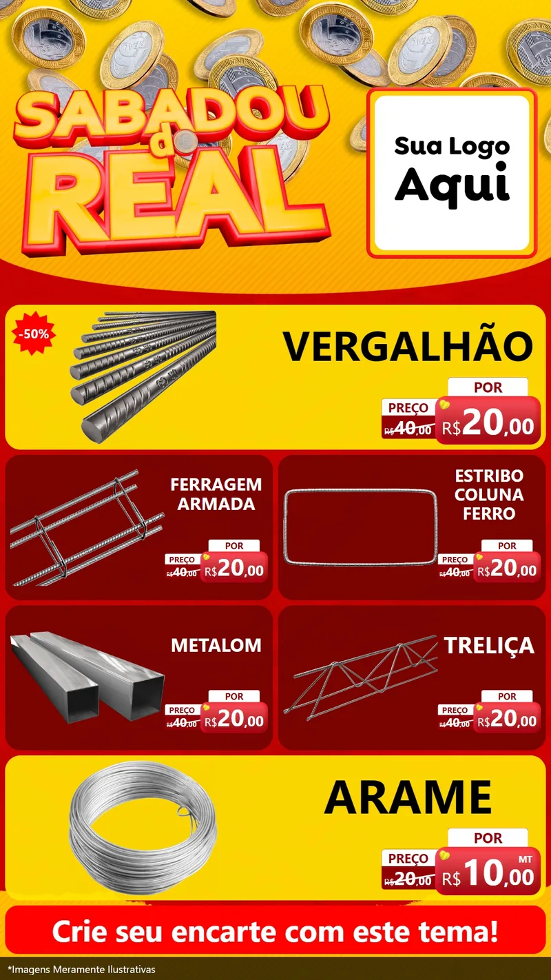 Modelo de TV para TV Vertical com o tema Sabadou do Real para Ferragens