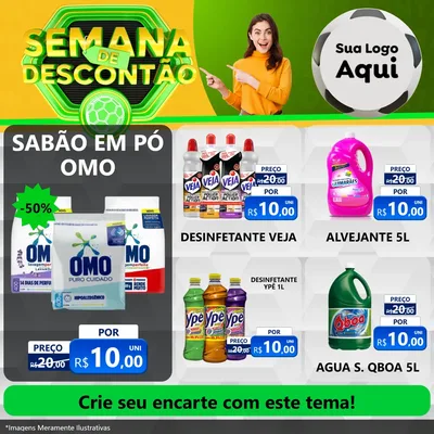 Modelo de Rede Social para Feed Facebook com o tema Semana de Descontão - Copa para Produtos de Limpeza