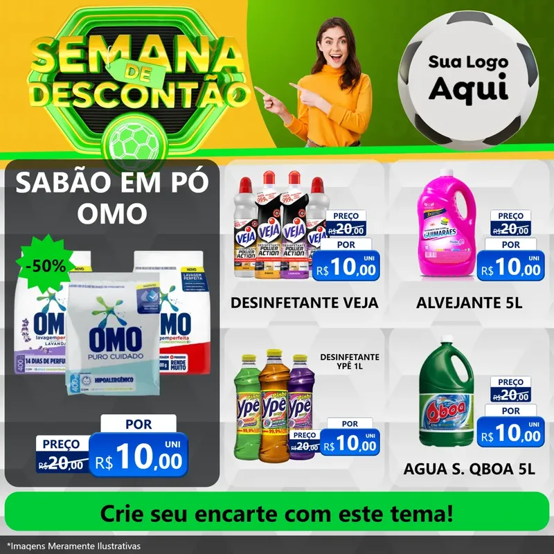 Modelo de Rede Social para Feed Facebook com o tema Semana de Descontão - Copa para Produtos de Limpeza