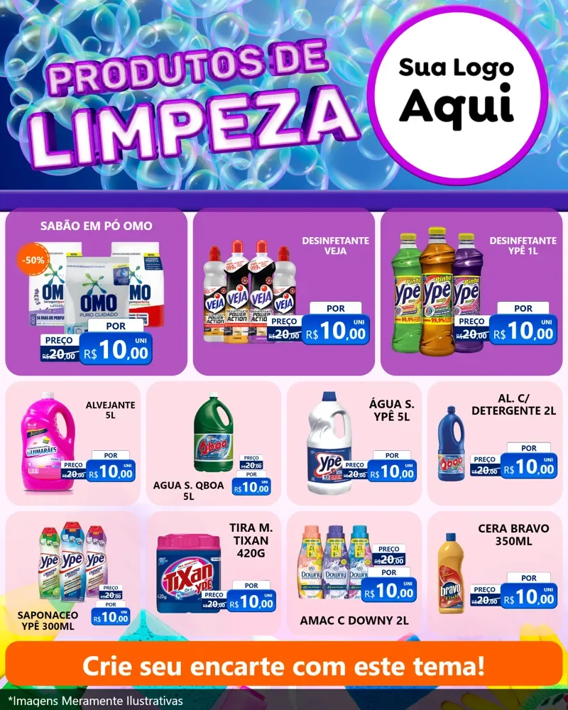 Modelo de Rede Social para Feed Instagram com o tema Produtos de Limpeza para Produtos de Limpeza