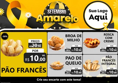Modelo de Encarte para Encarte A4 Horizontal com o tema Setembro Amarelo para Padaria