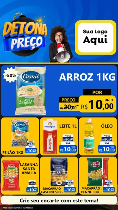 Modelo de Rede Social para Stories com o tema Detona Preços para Supermercado