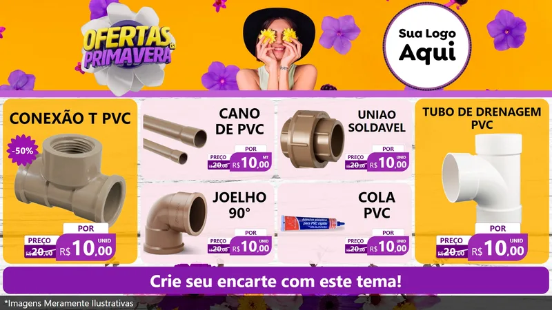 Modelo de TV para TV Horizontal com o tema Ofertas Da Primavera para Tubos e conexões