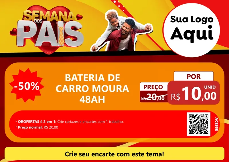 Modelo de Cartaz para Cartaz A4 Horizontal com o tema Semana Dos Pais para Baterias Elétricas