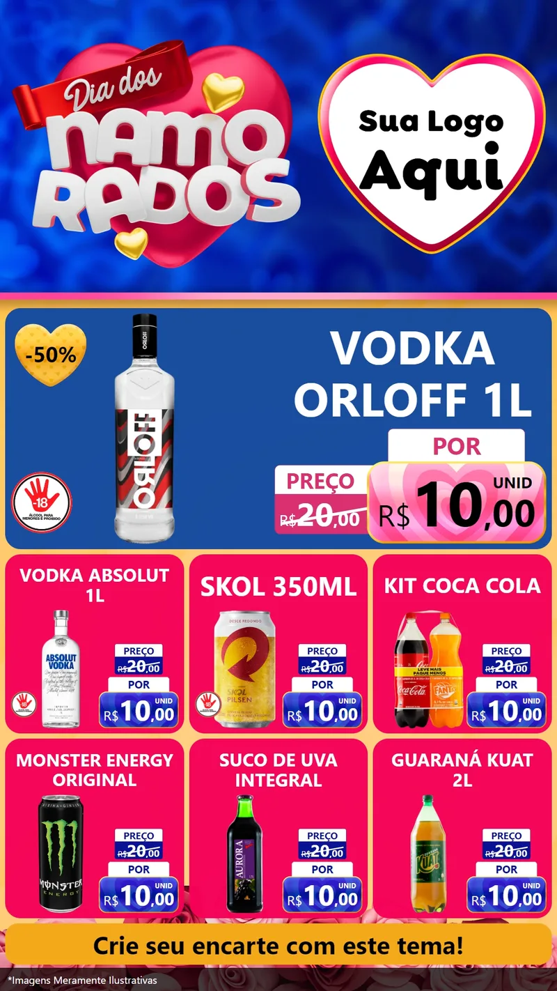 Modelo de Rede Social para Stories com o tema Dia dos namorados para Distribuidora de bebidas