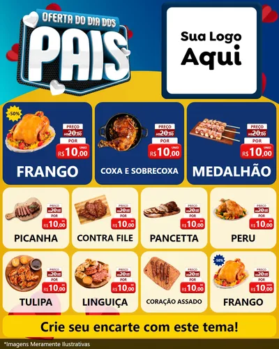 Modelo de Rede Social para Feed Instagram com o tema Oferta Do Dia Dos Pais para Assados