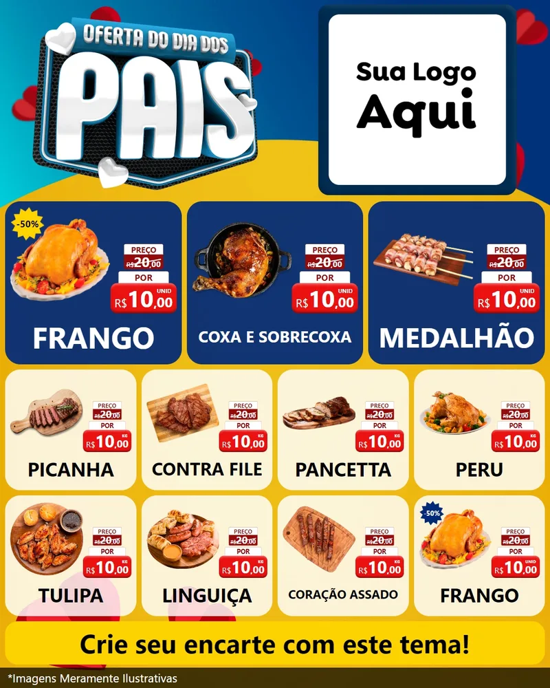 Modelo de Rede Social para Feed Instagram com o tema Oferta Do Dia Dos Pais para Assados