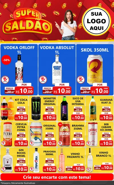 Modelo de Encarte para Encarte Grande com o tema Super Saldão para Distribuidora de bebidas