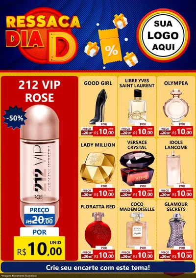 Modelo de Encarte para Encarte A4 Vertical com o tema Ressaca Dia D para Perfumes