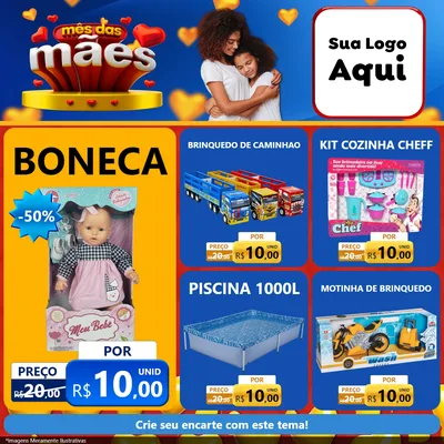 Modelo de Rede Social para Feed Facebook com o tema Mês das Mães para Brinquedos