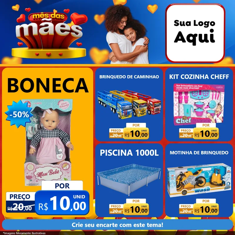 Modelo de Rede Social para Feed Facebook com o tema Mês das Mães para Brinquedos