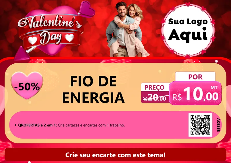 Modelo de Cartaz para Cartaz A4 Horizontal com o tema Valentine's Day para Materiais Elétricos