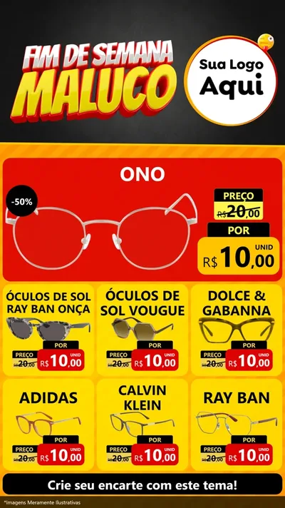 Modelo de Rede Social para Stories com o tema Final de Semana Maluco para Óticas